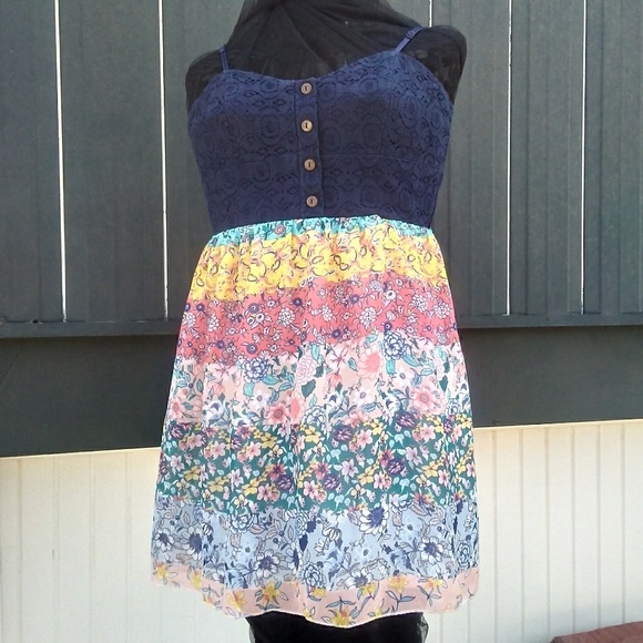 SUMMER dress size 1 XS floral blue embrodery - Picture 2 of 5